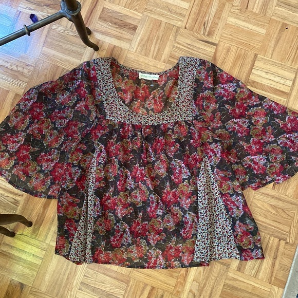 Urban Outfitters flowy Staring at Stars colorful bell sleeve tunic top - Picture 8 of 12